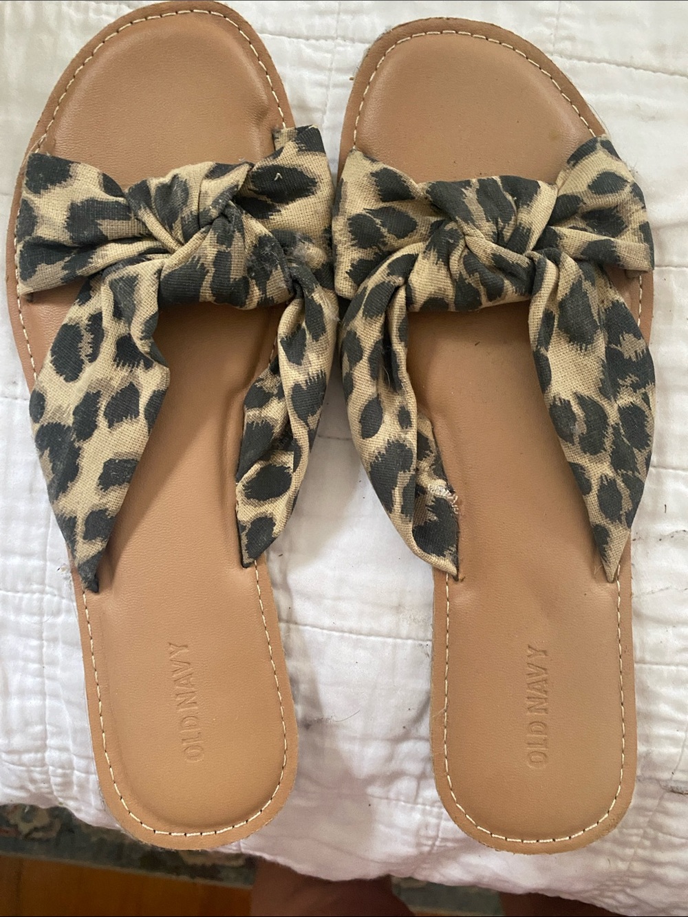 Old Navy Leopard Knot Slide Sandals - Black & Tan